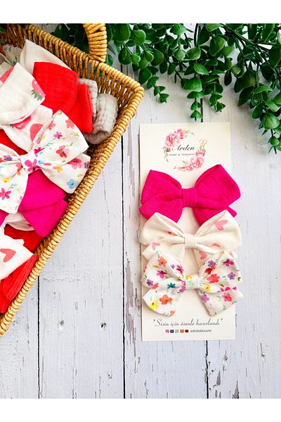 ARDEN HOBİ TASARIM Muslin-Linen 3-Piece Bow Buckle Set