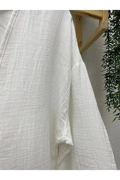DEFNECE BUTİK Muslin Fabric Kimono - White