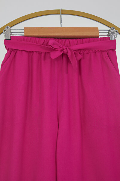 DPARİS Elastic Waist Relaxed Fit Loose Leg Casual Trousers