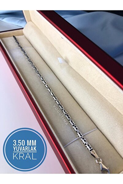 GWOMA Erkeke Gümüş Bileklik - 3.5mm Yuvarlak Kral Model • Işıklı Kutuda • Sev...