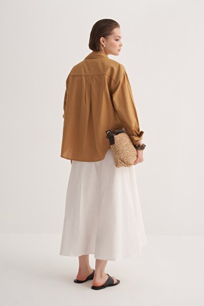 EBU Prive Women's Organic Cotton Basic Shirt Walnut Shell