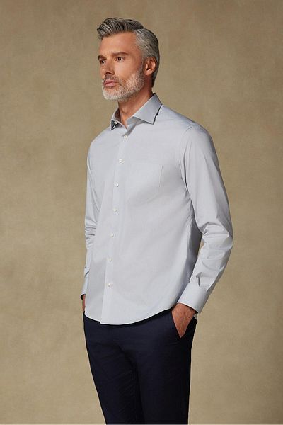 Abbate Bb Club Lima Poplin Cotton Polyester Regular Fit Light Gray Classic Collar Men's Solid Shirt