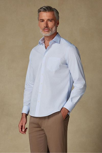 Abbate Bb Club Lima Poplin Cotton Polyester Regular Fit Light Blue Classic Collar Men's Solid Shirt