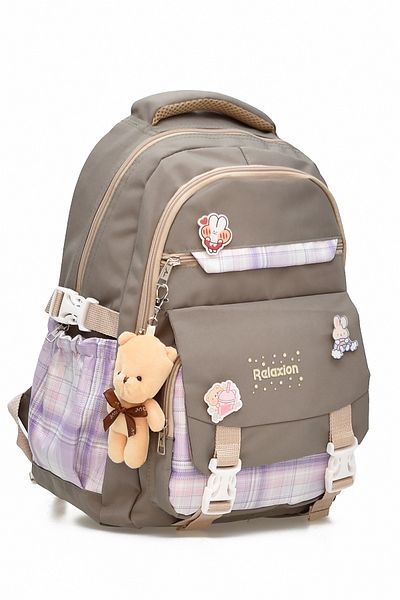 ELATAE Children's 4-Piece School Set Primary School Bag & Thermal Lunch Bag & Pen Holder & Water Bottle 1396