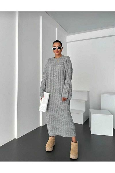 ZEZE COLLECTİON Γυναικείο μακρύ φόρεμα με πλεξούδα μαλλιών