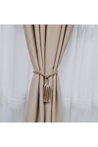 Perdelenoi by Igni Comex Blackout Curtains Beige Uni with Rejansa set of 2 pieces