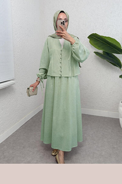 DPARİS Rib Detailed Double Suit with Elastic Waist