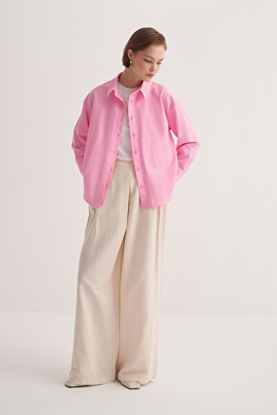 EBU Prive Women's Poplin Basic Shirt Light Pink