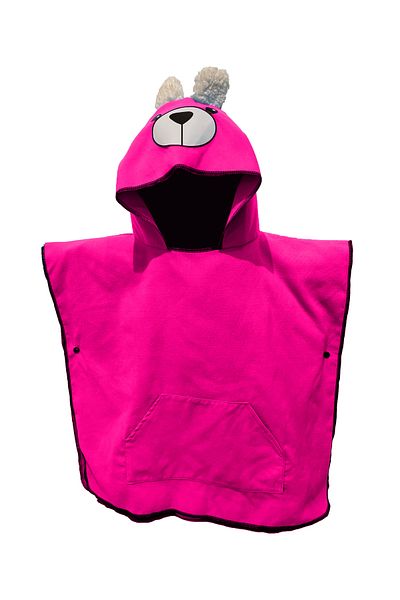 MORDRY Bear Character Printed Hooded Microfiber Children's Poncho, Wearable Towel, Beach Towel