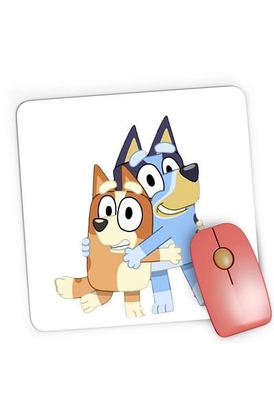 OEM Mousepad Gaming Bluey Hugging Dogs Animals Playful Adorable Disney, 21x19 см