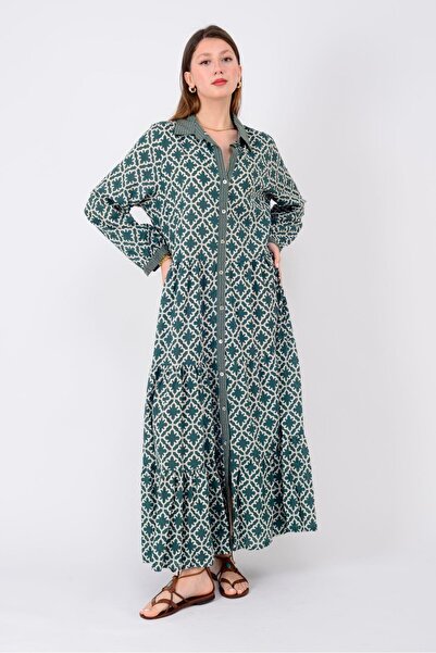 Park Moda AN10684 MARIN GARNİ DETAYLI GÖMLEK ELBİSE