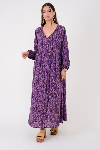 Park Moda An10494 Tassel Detailed Crisp Pattern Dress