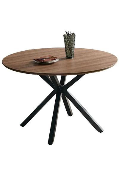 hectarul Round Dining Table with Metal Frame and MDF Top, 120cm Diameter, 74cm Height