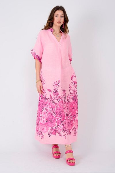 Park Moda 19-47 Spring Flower Pattern Linen Dress