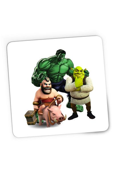 OEM Mousepad Gaming Hulk Shrek Clash of Clans Pig Ride Survival, 21x19 см
