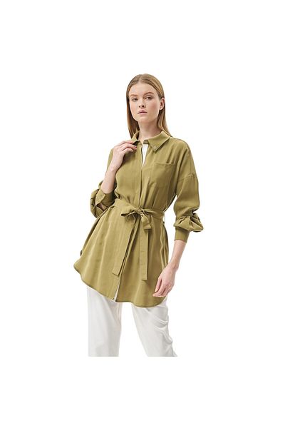 Kayra Rayon Tunic with Bird's Eye Detail at the Collar