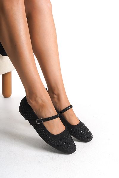 Solo Bag Women's Baretl Black Stone Daily Stylish Ballet Shoes