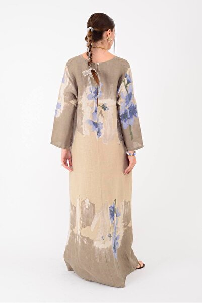 Park Moda E20471 SPRING SPLASH ÇİÇEK DESEN KETEN ELBİSE