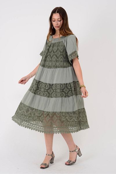Park Moda 22083 ΦΟΡΕΜΑ MADONNA με λαιμόκοψη με λεπτομέρεια από δαντέλα GUMP