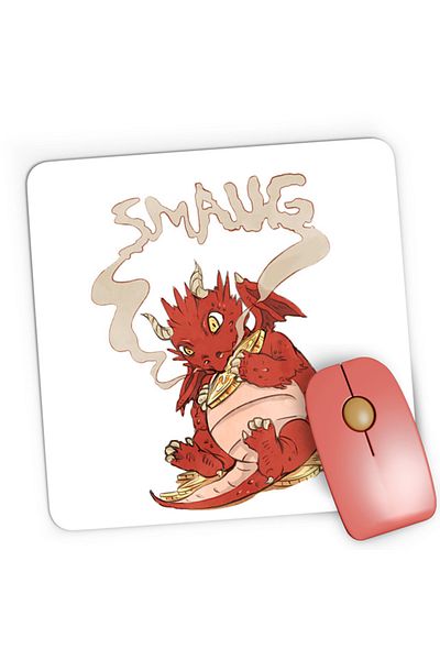 OEM Mousepad Gaming Lord of the Rings Dragon Gold Happy Cartoon Medieval, 21x19 см