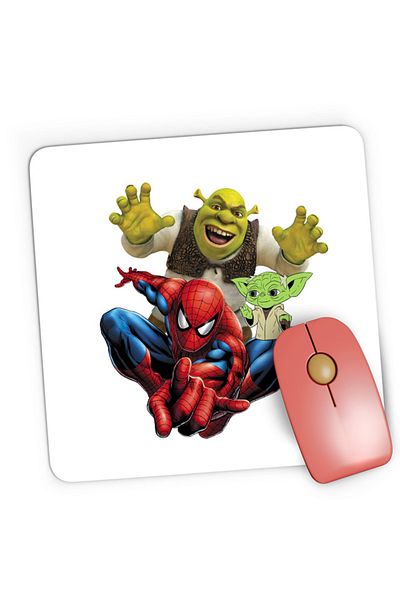 OEM Mousepad Gaming Spiderman Shrek Yoda Star Wars, 21x19 см