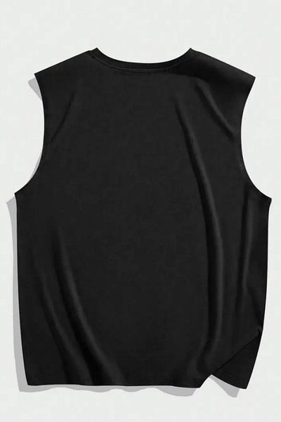Tarz Cool Ανδρικό μπλουζάκι με στάμπα μαύρο oversize Crew Neck