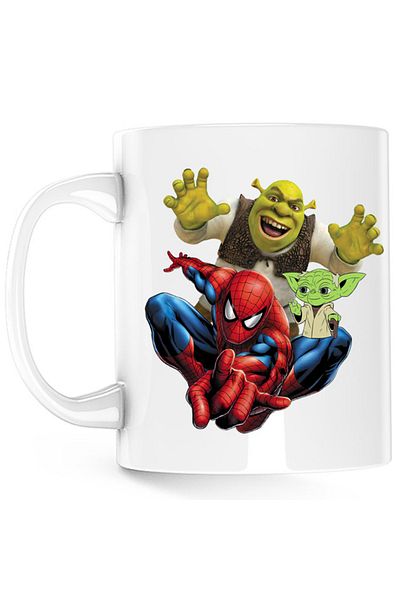 OEM Cana Spiderman Shrek Yoda Star Wars, alba, 330 ml