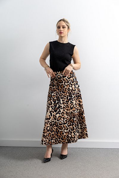 TUĞBA ERGÜL Leopard Patterned Scuba Skirt