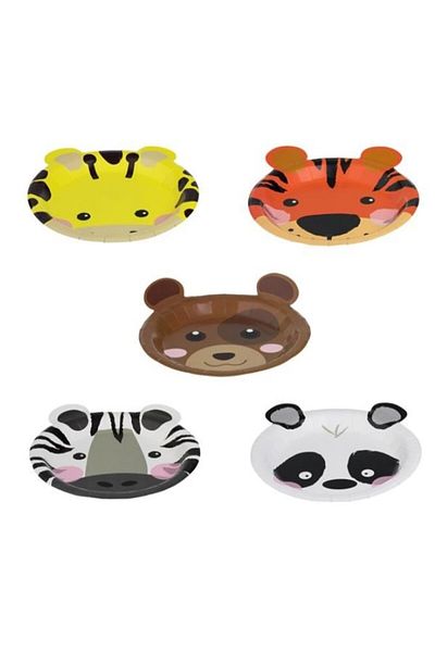 party mix Safari Themed Birthday Plate 25 Pieces |   Animal Figured Cardboard Plate Party Ornaments |   Safari Plate