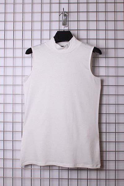 YXL COLLECTION Women's Plus Size Turtleneck Sleeveless Lycra Combed Cotton Badi - White