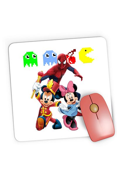 OEM Mousepad Gaming Spiderman Mickey Mouse Daisy Pacman Emotes, 21x19 см