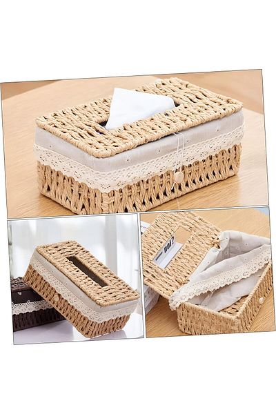 Cozy Nest Woven Tissue Box with Cover, Perfect for Living Room, Bathroom, Home, Office