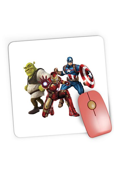 OEM Mousepad Gaming Shrek Captain America Ironman Super Powers Comics, 21x19 см
