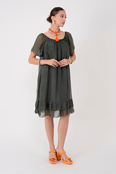 Park Moda 9606 MADONNA YAKA KISA İPEK ELBİSE