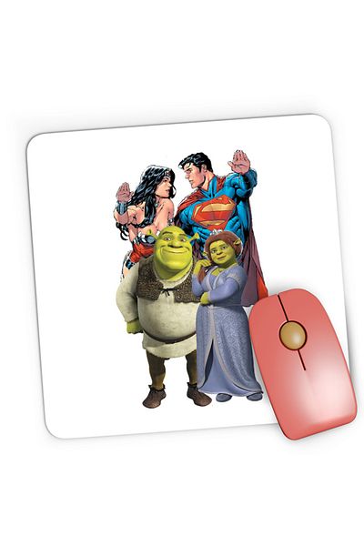 OEM Mousepad Gaming Shrek Princess Fiona Ogre Medieval Superman Wonderwoman, 21x19 см