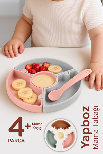 Meleni Baby مجموعة ملاعق طبق طعام بازل - ملعقة طبق طعام بازل من السيليكون بقا...