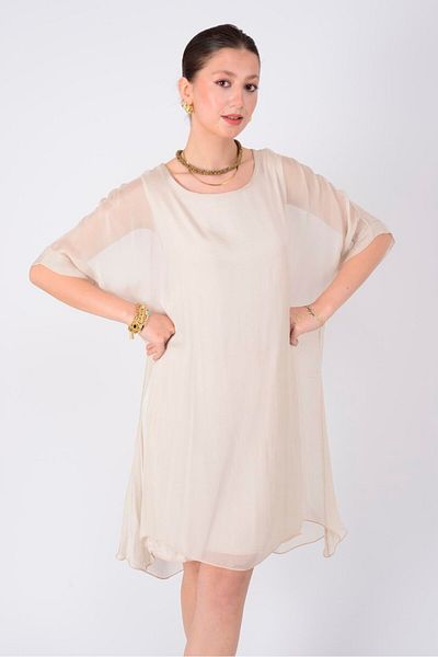 Park Moda 6129 Silk Dress with Tie at the Back