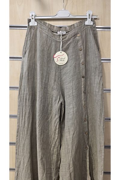 Park Moda Italian Linen Trousers with Button Detail
