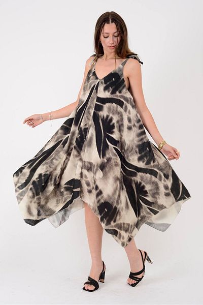 Park Moda 6512 ΦΟΡΕΜΑ ΑΣΥΜΜΕΤΡΙΚΟ ΛΙΝΟ ΜΕ ΣΧΕΔΙΟ ΜΠΡΟΣΤΑ ΠΙΣΩ ΜΕ ΛΑΝΤΑΝΙΑ Β
