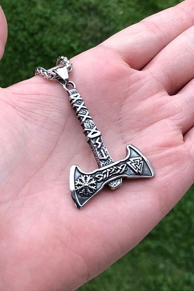Viking Gothic Skull & Dragon & Pentagram Anti-Tarnish & Stainless Vintage 316L Steel Necklace