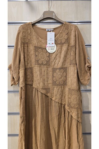 Park Moda Ιταλικό βαμβακερό φόρεμα με λουλούδια με ασύμμετρη κοπή
