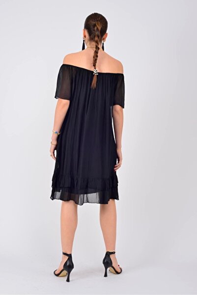 Park Moda 9606 MADONNA YAKA KISA İPEK ELBİSE