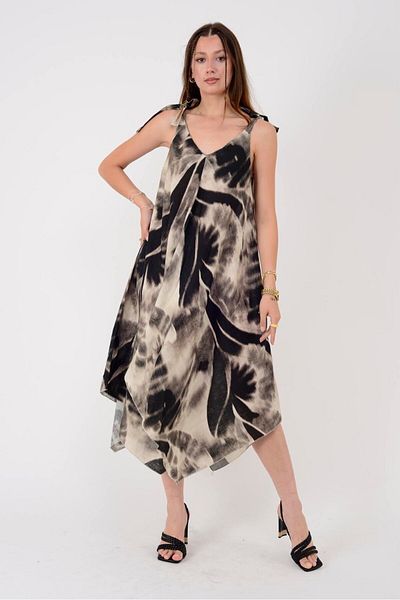 Park Moda 6512 ΦΟΡΕΜΑ ΑΣΥΜΜΕΤΡΙΚΟ ΛΙΝΟ ΜΕ ΣΧΕΔΙΟ ΜΠΡΟΣΤΑ ΠΙΣΩ ΜΕ ΛΑΝΤΑΝΙΑ Β