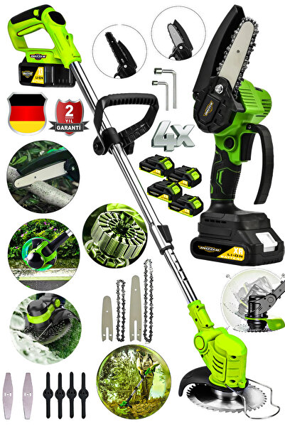 DOZZER DM 21 Volt 4x Akülü Şarjlı Ağaç Dal Kesme Budama Testeresi Ot Çayır Çi...