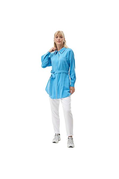 Kayra Rayon Tunic with Bird's Eye Detail at the Collar