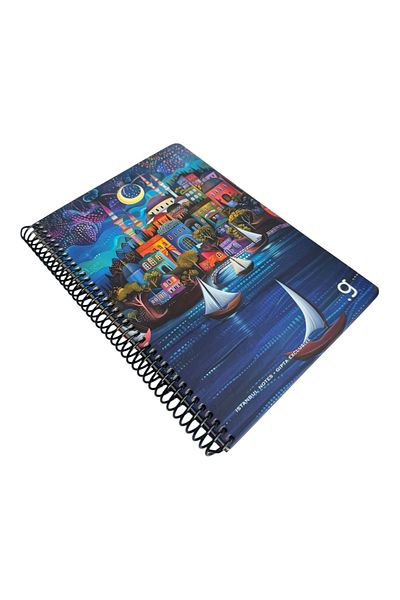 Polin Istanbul Notes Spiral Notebook, Decorative Istanbul Design, 17X24Cm, 80 Sheets, Checkered, Hard Cover