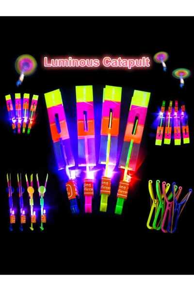 TURKAFONE 12 adet Led Işıklı Sapan Havada Süzülen Oyuncak Mancınık Sapan