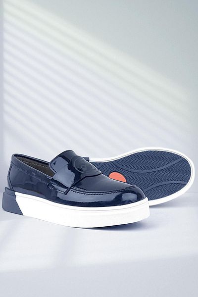 Rakerplus Navy Blue Patent Leather Children's Classic Shoes