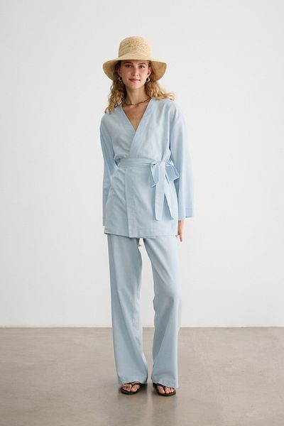 BE BLUE KIMONO DE BUMBAC ALBASTRU