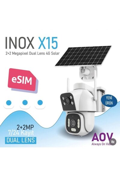 inox İNOX-X15 3 MP DUAL LENS AOV HİEASY 4G PTZ KAMERA (E-SİM DESTEKLİ) SİM KA...